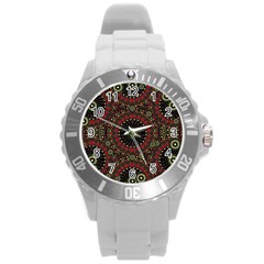 Digital Abstract Geometric Pattern In Warm Colors Plastic Sport Watch (large) by dflcprints