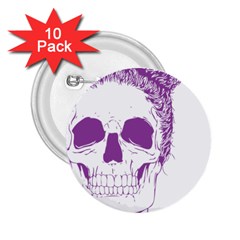 Purple Skull Bun Up 2 25  Button (10 Pack) by vividaudacity