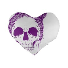 Purple Skull Bun Up 16  Premium Heart Shape Cushion  by vividaudacity