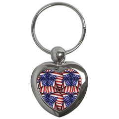 Modern Usa Flag Pattern Key Chain (heart) by dflcprints