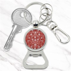 Flowers Pattern Collage In Coral An White Colors Bottle Opener Key Chain by dflcprints