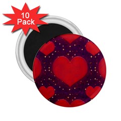 Galaxy Hearts Grunge Style Pattern 2 25  Button Magnet (10 Pack)