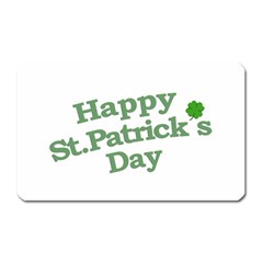 Happy St Patricks Text With Clover Graphic Magnet (rectangular)