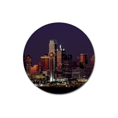 Dallas Skyline At Night Magnet 3  (round)