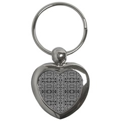 Cyberpunk Silver Print Pattern  Key Chain (heart) by dflcprints