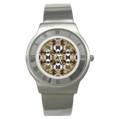 Baroque Ornament Pattern Print Stainless Steel Watch (slim) by dflcprints