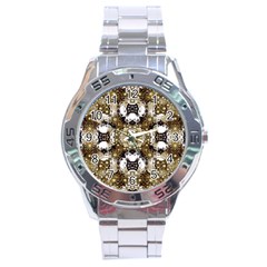 Baroque Ornament Pattern Print Stainless Steel Watch by dflcprints