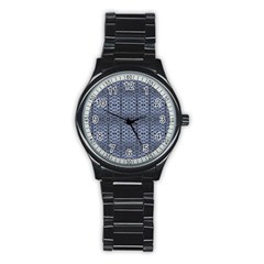 Futuristic Geometric Pattern Design Print In Blue Tones Sport Metal Watch (black) by dflcprints