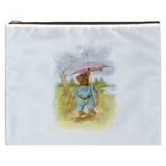 Vintage Drawing: Teddy Bear In The Rain Cosmetic Bag (xxxl) by MotherGoose