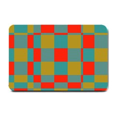 Squares In Retro Colors Small Doormat by LalyLauraFLM