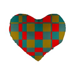 Squares In Retro Colors 16  Premium Heart Shape Cushion  by LalyLauraFLM