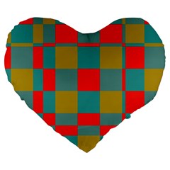 Squares In Retro Colors 19  Premium Heart Shape Cushion by LalyLauraFLM