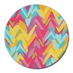 Paint Strokes Abstract Design Round Mousepad by LalyLauraFLM