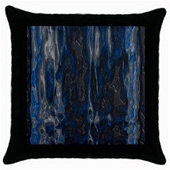 Blue Black Texture Throw Pillow Case (black) by LalyLauraFLM