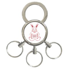 Cute Bunny With Banner Drawing 3-ring Key Chain by dflcprints