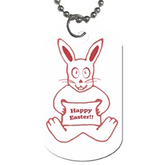 Cute Bunny With Banner Drawing Dog Tag (two-sided)  by dflcprints