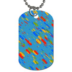 Colorful Shapes On A Blue Background Dog Tag (one Side) by LalyLauraFLM