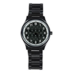 Futuristic Dark Hexagonal Grid Pattern Design Sport Metal Watch (black)