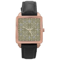 Silver Intricate Arabesque Pattern Rose Gold Leather Watch  by dflcprints