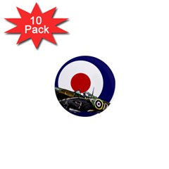 Spitfire And Roundel 1  Mini Button Magnet (10 Pack) by TheManCave