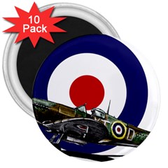 Spitfire And Roundel 3  Button Magnet (10 Pack) by TheManCave