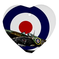 Spitfire And Roundel Heart Ornament (two Sides) by TheManCave