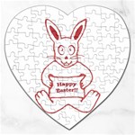 Cute Bunny Happy Easter Drawing i Jigsaw Puzzle (Heart) Front