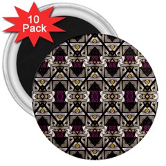 Abstract Geometric Modern Seamless Pattern 3  Button Magnet (10 Pack)