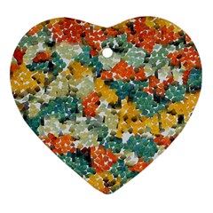 Paint Strokes In Retro Colors Heart Ornament (two Sides)