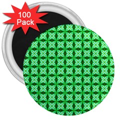 Green Abstract Tile Pattern 3  Button Magnet (100 Pack) by GardenOfOphir