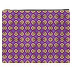 Purple Decorative Quatrefoil Cosmetic Bag (xxxl) by GardenOfOphir