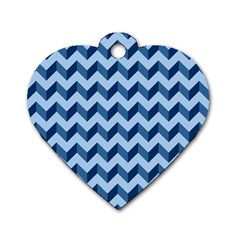 Tiffany Blue Modern Retro Chevron Patchwork Pattern Dog Tag Heart (two Sided) by GardenOfOphir