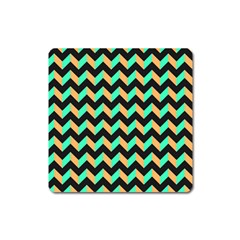 Neon And Black Modern Retro Chevron Patchwork Pattern Magnet (square) by GardenOfOphir