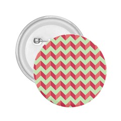 Mint Pink Modern Retro Chevron Patchwork Pattern 2 25  Button