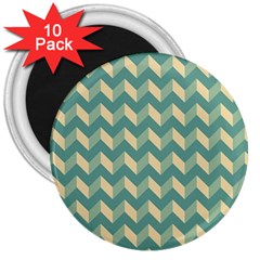 Mint Modern Retro Chevron Patchwork Pattern 3  Button Magnet (10 Pack)