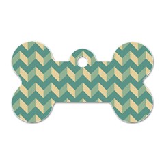 Mint Modern Retro Chevron Patchwork Pattern Dog Tag Bone (one Sided) by GardenOfOphir