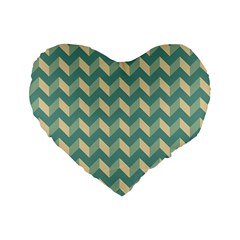 Mint Modern Retro Chevron Patchwork Pattern 16  Premium Flano Heart Shape Cushion  by GardenOfOphir