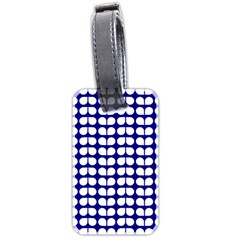 Blue And White Leaf Pattern Luggage Tag (two Sides) by GardenOfOphir