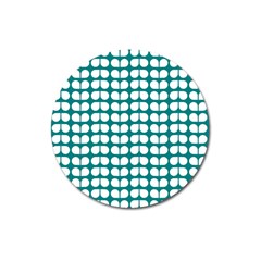 Teal And White Leaf Pattern Magnet 3  (round)