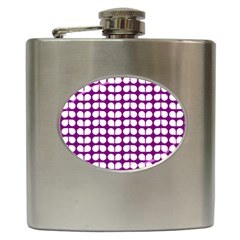 Purple And White Leaf Pattern Hip Flask