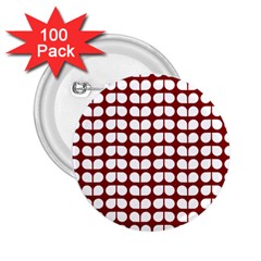 Red And White Leaf Pattern 2 25  Button (100 Pack)