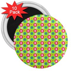 Cute Floral Pattern 3  Button Magnet (10 Pack) by GardenOfOphir