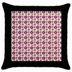 Cute Floral Pattern Black Throw Pillow Case by GardenOfOphir