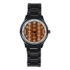 Faux Animal Print Pattern Sport Metal Watch (black)