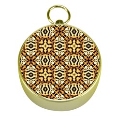 Faux Animal Print Pattern Gold Compass by GardenOfOphir