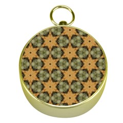 Faux Animal Print Pattern Gold Compass by GardenOfOphir