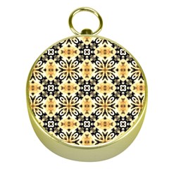 Faux Animal Print Pattern Gold Compass by GardenOfOphir