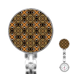 Faux Animal Print Pattern Stainless Steel Nurses Watch