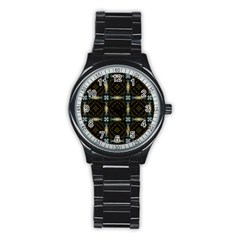 Faux Animal Print Pattern Sport Metal Watch (black)