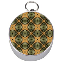 Faux Animal Print Pattern Silver Compass